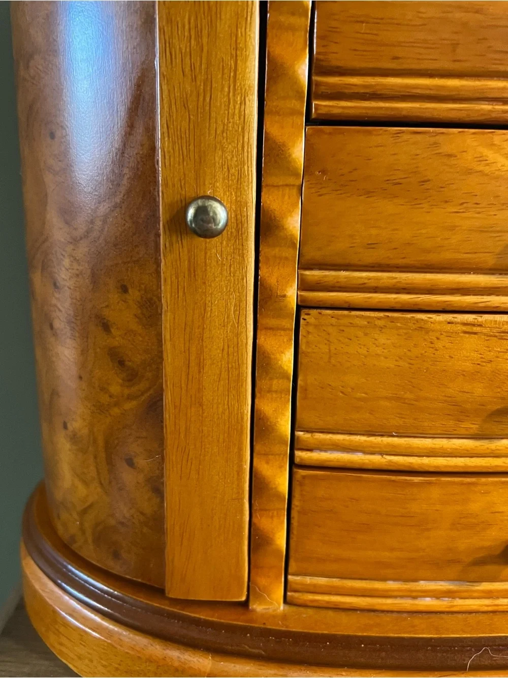Mele & Co Trinity Wooden Jewelry Box Burlwood Walnut Finish